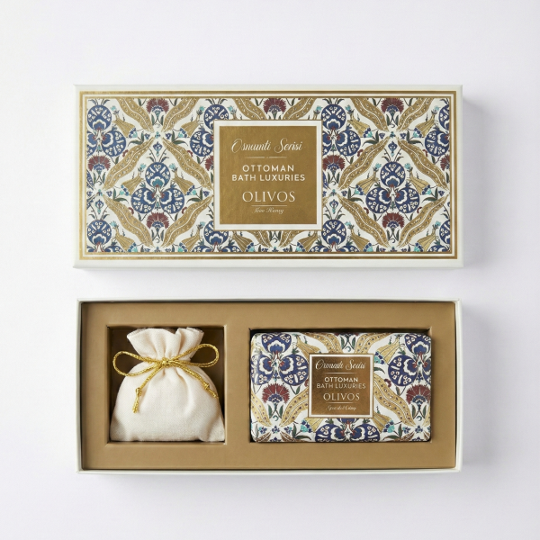 Olivos Osmanlı Serisi Desen 1  Hediye Seti: 250 gr Zeytinyağlı Sabun + 100 gr Granül Sabun