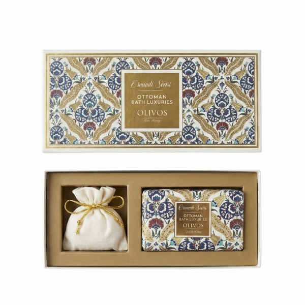 Olivos Osmanlı Serisi Desen 1  Hediye Seti: 250 gr Zeytinyağlı Sabun + 100 gr Granül Sabun