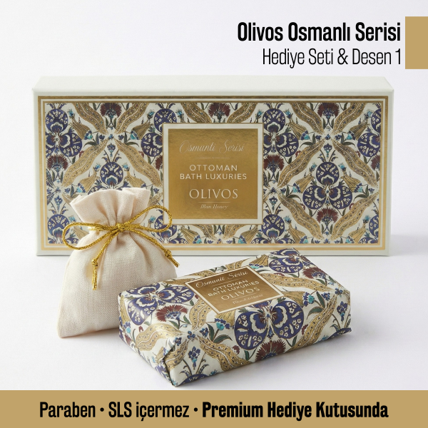 Olivos Osmanlı Serisi Desen 1  Hediye Seti: 250 gr Zeytinyağlı Sabun + 100 gr Granül Sabun