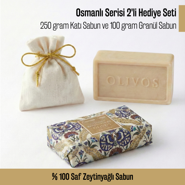 Olivos Osmanlı Serisi Desen 1  Hediye Seti: 250 gr Zeytinyağlı Sabun + 100 gr Granül Sabun