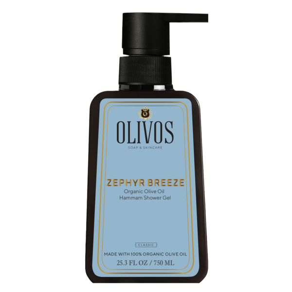 Olivos %100 Doğal Zeytinyağlı Hamam Kokulu Banyo ve Duş Jeli – Paraben ve Sülfat içermez, Nazik Temizlik ve Nem Desteği, 750 ml