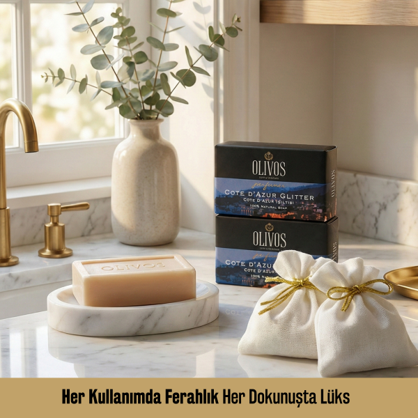 Olivos Parfüm Serisi Cote D'azur Işıltısı Hediye Seti: 2 x 250 gr Katı Sabun + 2 x 100 gr Granül Sabun