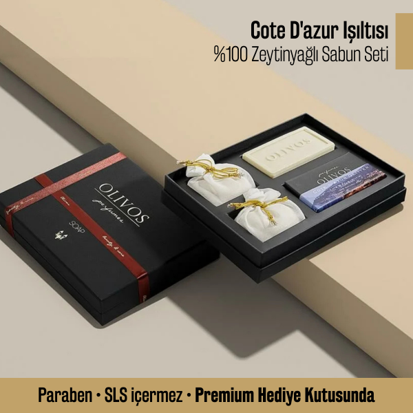 Olivos Parfüm Serisi Cote D'azur Işıltısı Hediye Seti: 2 x 250 gr Katı Sabun + 2 x 100 gr Granül Sabun