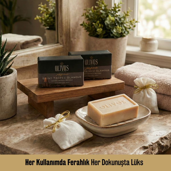 Olivos Parfüm Serisi Saint Tropez Büyüsü Hediye Seti: 2 x 250 gr Katı Sabun + 2 x 100 gr Granül Sabun