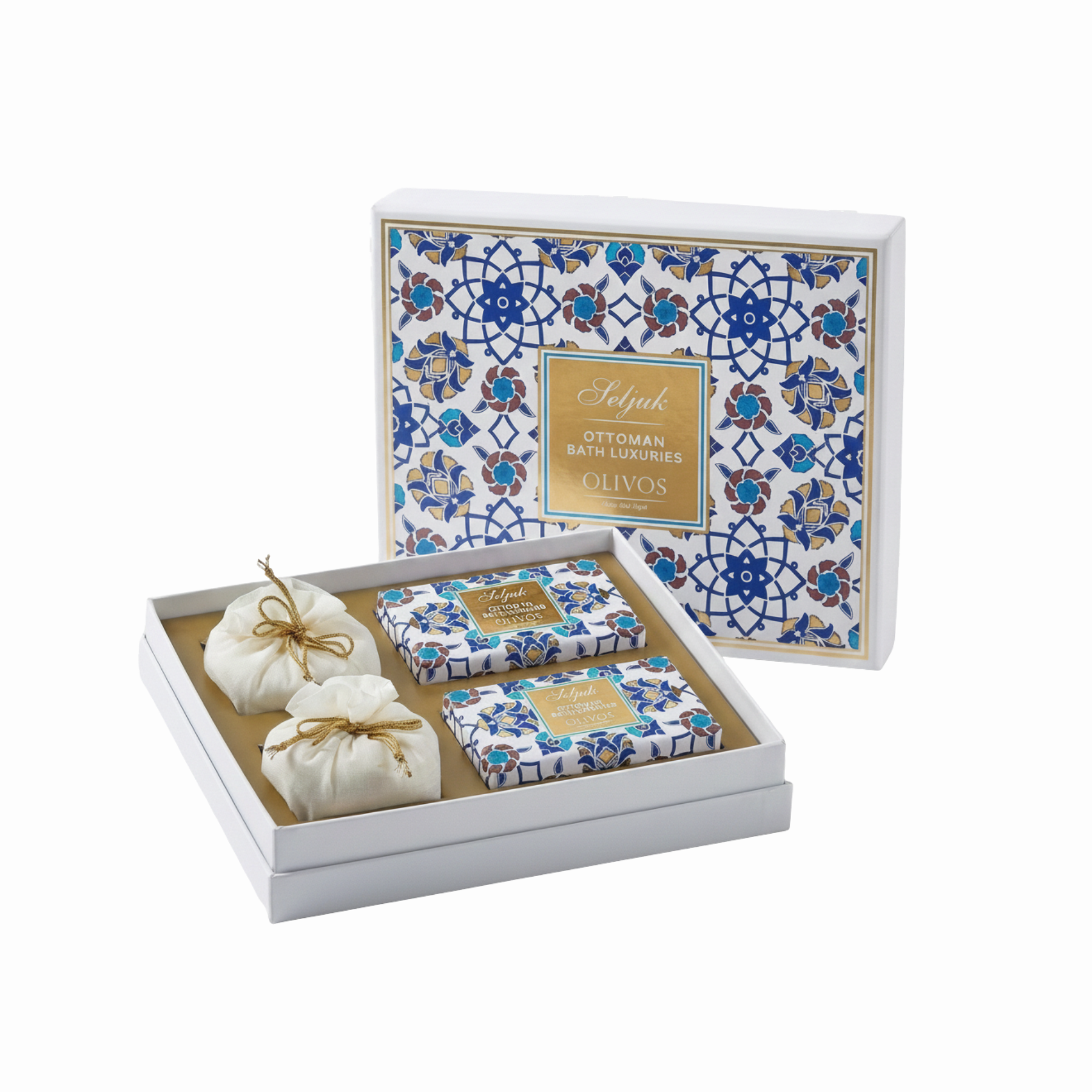 Olivos Osmanlı Serisi Seljuk Hediye Seti: 2 x 250 gr Katı Sabun + 2 x 100 gr Granül Sabun