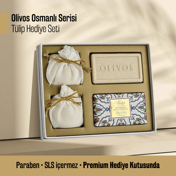 Olivos Osmanlı Serisi Tulip Hediye Seti: 2 x 250 gr Katı Sabun + 2 x 100 gr Granül Sabun
