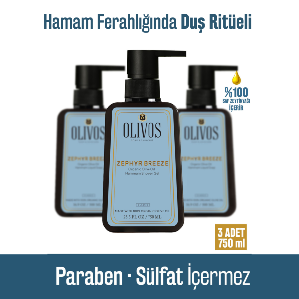 Doğal Zeytinyağlı Hamam Kokulu Banyo Ve Duş Jeli Zeytinyağı Cilt Besleyici Nemlendirici 3 ADET 750ML