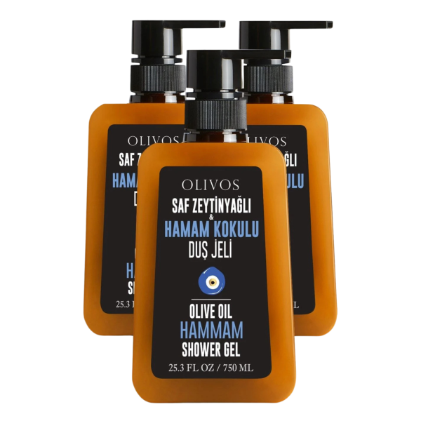 Doğal Zeytinyağlı Hamam Kokulu Banyo Ve Duş Jeli Zeytinyağı Cilt Besleyici Nemlendirici 3 ADET 750ML