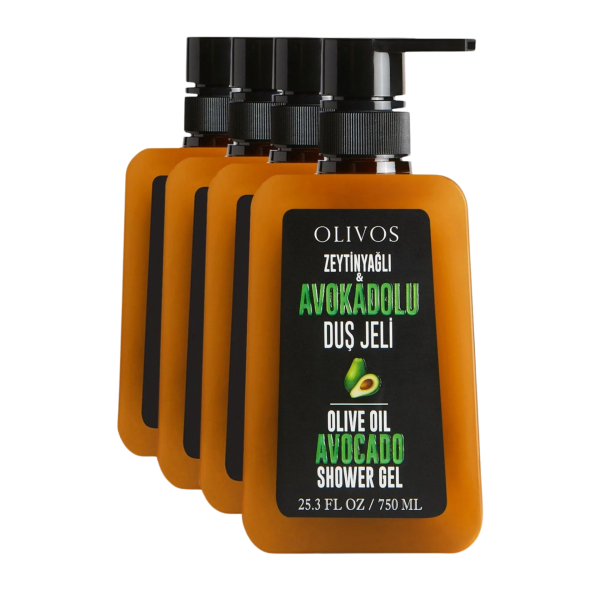 Doğal Zeytinyağlı Avokadolu Banyo Ve Duş Jeli Avokado Zeytinyağı Kuru Cilt Nemlendirici 4 ADET 750ML