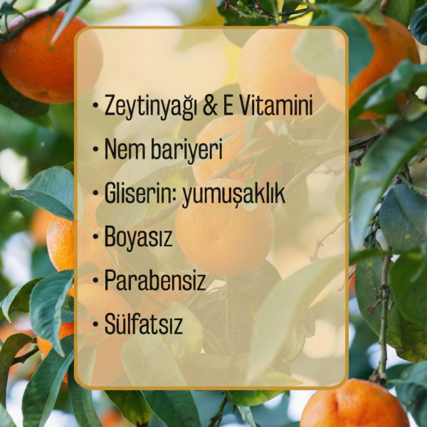 Doğal Zeytinyağlı Mandalina Kokulu Banyo Duş Jeli Zeytinyağı Mandalinalı Nemlendirici 3 ADET 750ML