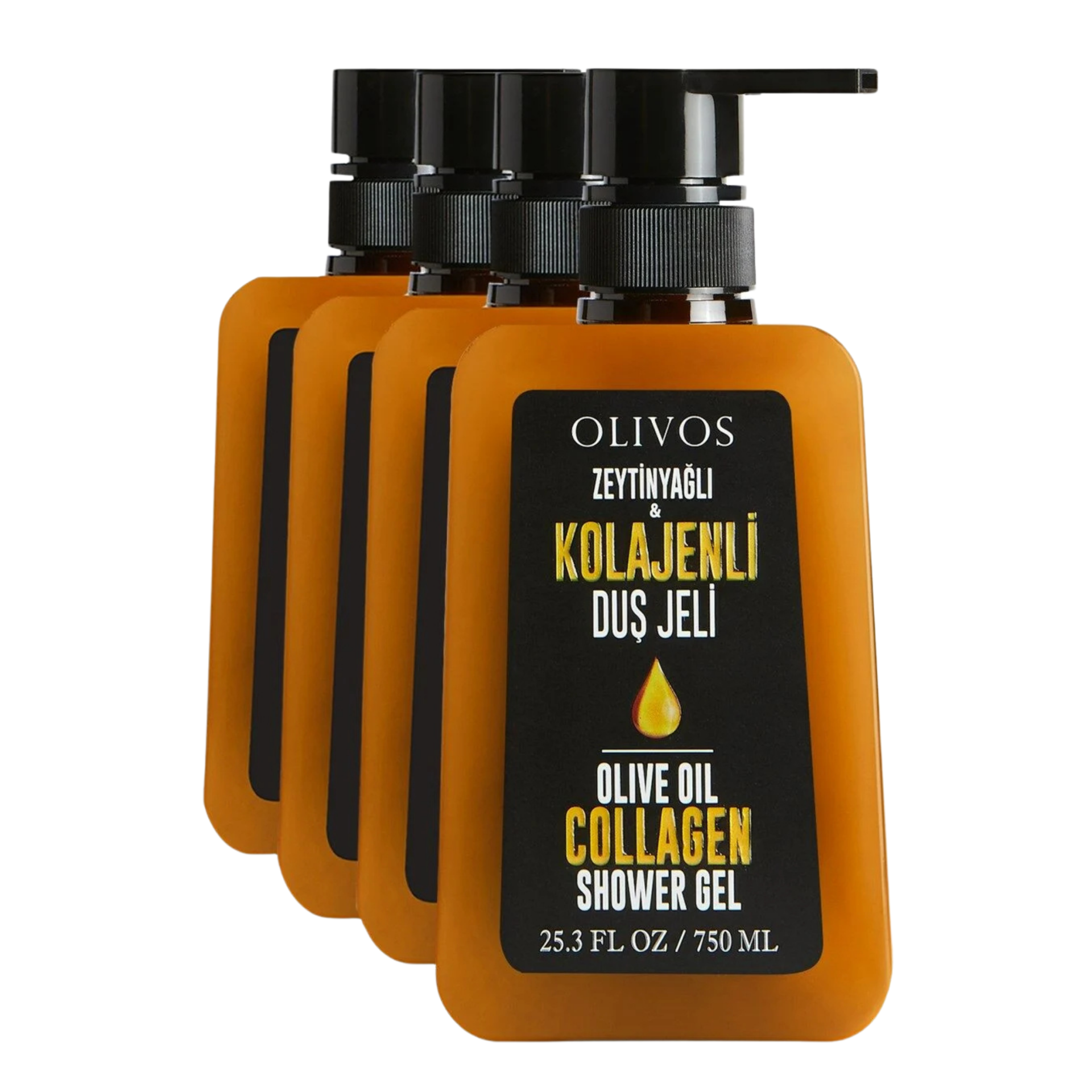 Doğal Zeytinyağlı Kolajenli Banyo Ve Duş Jeli Zeytinyağı Besleyici Cilt Nemlendirici 4 ADET 750ML