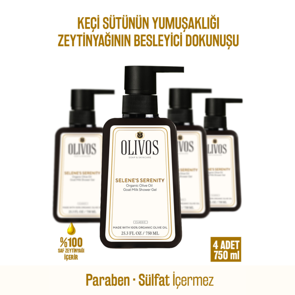Doğal Zeytinyağlı Keçi Sütlü Banyo Ve Duş Jeli Keçi Sütü Zeytinyağı Cilt Nemlendirici 4 ADET 750ML