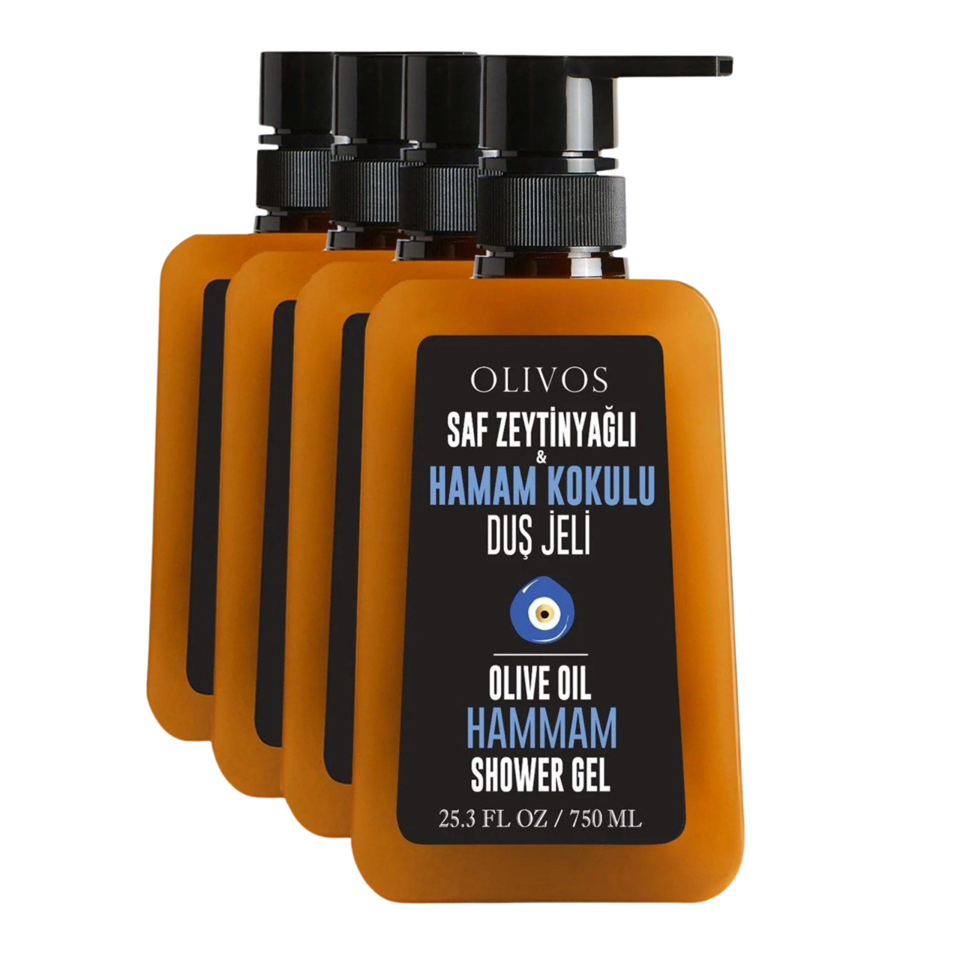 Doğal Zeytinyağlı Hamam Kokulu Banyo Ve Duş Jeli Zeytinyağı Cilt Besleyici Nemlendirici 4 ADET 750ML