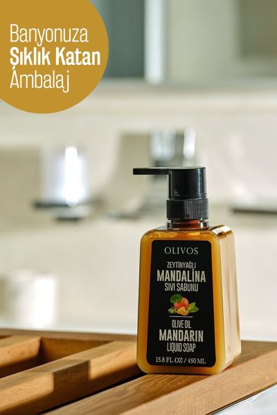 Doğal Zeytinyağlı Mandalina Sıvı Sabun Mandalinalı Zeytinyağı El Sabunu Nemlendirici 4 ADET 450 Ml