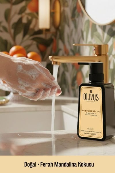 %100 Doğal Zeytinyağlı Mandalina Kokulu Sıvı El Sabun Yoğun Nemlendirici Arındırıcı Bitkisel 2 ADET 500 ML