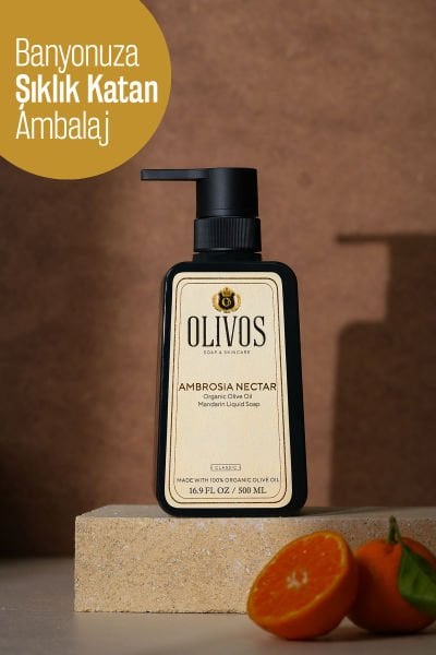 %100 Doğal Zeytinyağlı Mandalina Kokulu Sıvı El Sabun Yoğun Nemlendirici Arındırıcı Bitkisel 500 Ml