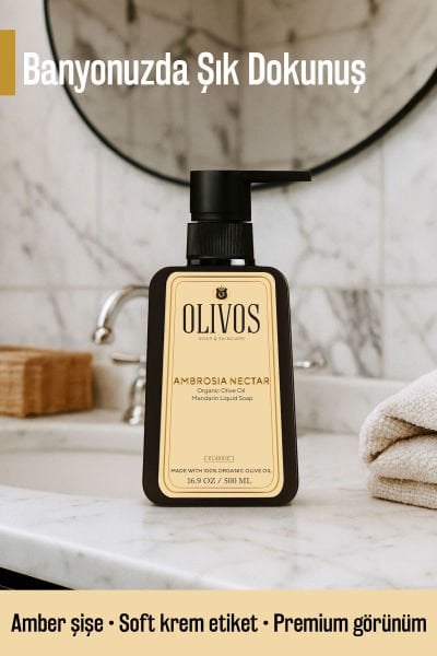 %100 Doğal Zeytinyağlı Mandalina Kokulu Sıvı El Sabun Yoğun Nemlendirici Arındırıcı Bitkisel 500 Ml