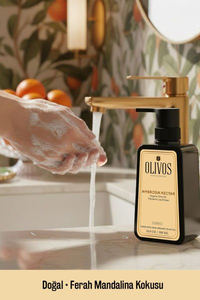 %100 Doğal Zeytinyağlı Mandalina Kokulu Sıvı El Sabun Yoğun Nemlendirici Arındırıcı Bitkisel 500 Ml