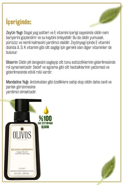 %100 Doğal Zeytinyağlı Keçi Sütlü Sıvı El Sabun Yoğun Nemlendirici Arındırıcı Bitkisel 500 Ml