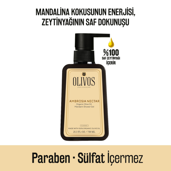 %100 Doğal Mandalina Ve Zeytinyağlı Banyo Ve Duş Jeli Kuru Cilt Nemlendirici Ve Besleyici 750 ml