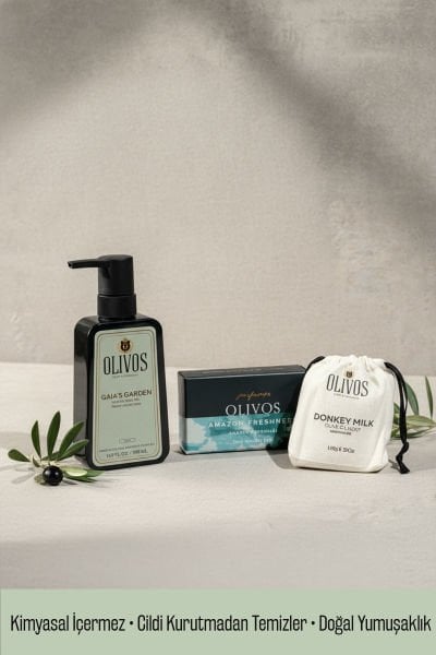 Olivos Mystic Breezes %100 Zeytinyağlı Hediye Sabun Seti (Şakayık & Eşek Sütü) | 3’lü El Yapımı Şık Kutu