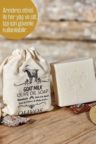 Doğal Keçi Sütü Ve Zeytinyağlı Katı Sabun Keçi Sütlü El Sabunu Kese Hediyeli 2 ADET 150 Gr