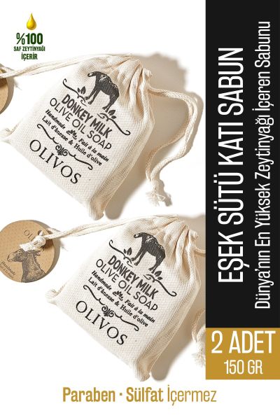 %100 Doğal Eşek Sütü Ve Zeytinyağlı Katı Sabun Eşek Sütlü El Sabunu Yoğun Nemlendirici 150 Gr 2 ADET