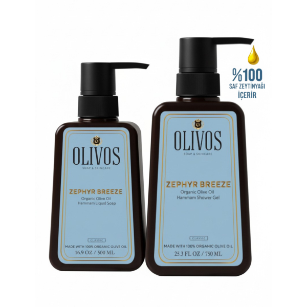 Hamam Kokulu Zeytinyağlı Duş Jeli & El Sabunu Seti – Doğal, Kalıcı Ferahlık (750 ml + 500 ml)