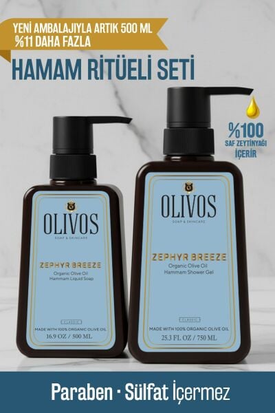 Hamam Kokulu Zeytinyağlı Duş Jeli & El Sabunu Seti – Doğal, Kalıcı Ferahlık (750 ml + 500 ml)