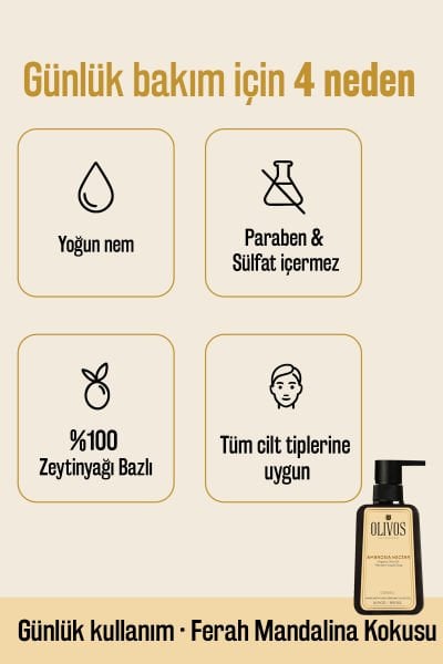 Olivos Zeytinyağlı Mandalina Kokulu Duş Jeli & Sıvı El Sabunu Seti 2’li 1250 ml