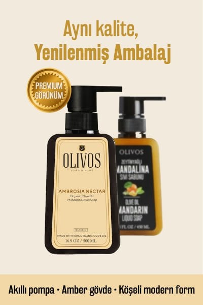 Olivos Zeytinyağlı Mandalina Kokulu Duş Jeli & Sıvı El Sabunu Seti 2’li 1250 ml