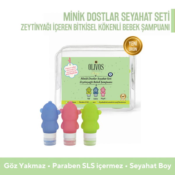 Minik Dostlar Seyahat Seti | Zeytinyağlı Göz Yakmayan Bebek Saç & Vücut Şampuanı (3×89 ml)