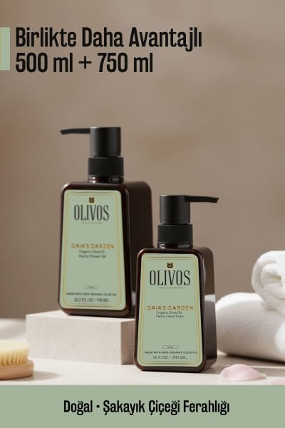 Olivos Gaia’s Garden Şakayık Kokulu Duş Jeli & Sıvı El Sabunu Seti 2’li 1250 ml