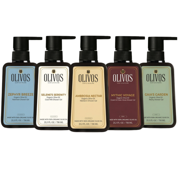 Olivos 5’li Duş Jeli Seti, %100 Zeytinyağı Bazlı, Paraben & Sülfat İçermez, 5 Adet × 750 ml