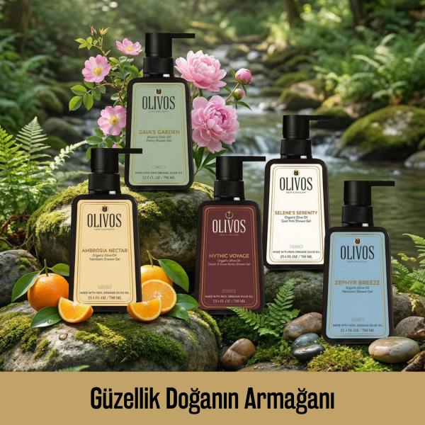 Olivos 5’li Duş Jeli Seti, %100 Zeytinyağı Bazlı, Paraben & Sülfat İçermez, 5 Adet × 750 ml