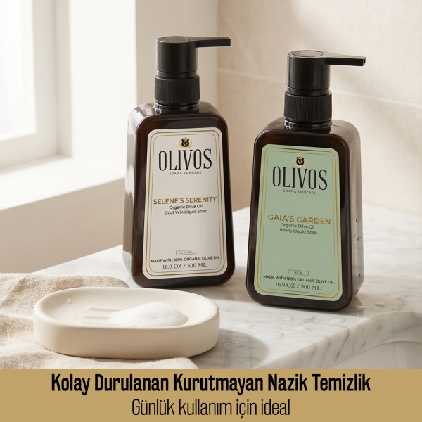 Olivos Zeytinyağı Bazlı 5’li Sıvı Sabun Seti, Paraben, SLS & SLES İçermeyen Nazik Temizlik, 5 Adet × 500 ml