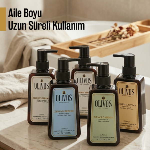Olivos Zeytinyağı Bazlı 5’li Sıvı Sabun Seti, Paraben, SLS & SLES İçermeyen Nazik Temizlik, 5 Adet × 500 ml