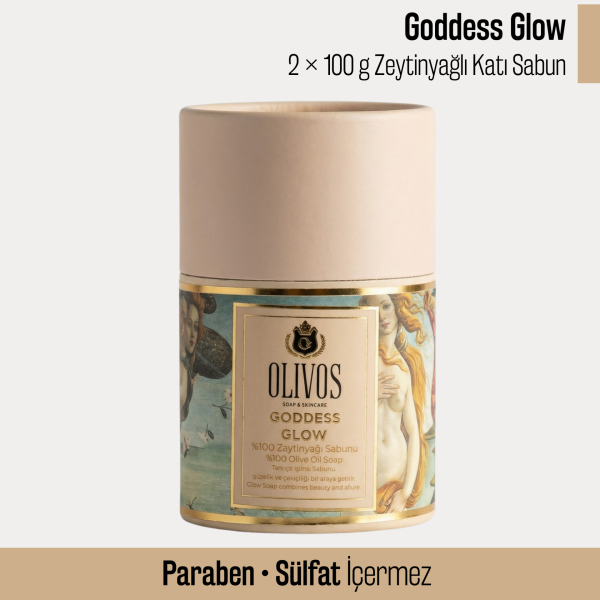 Olivos Goddess Glow %100 Zeytinyağlı El Yapımı Katı Sabun, Premium Kutulu, 2×100 g