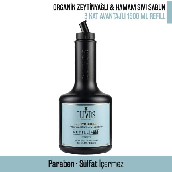Zephyr Breeze Zeytinyağlı Hamam Kokulu Sıvı Sabun Refill 1500 ML (3x500 ML) Ekonomik Paket