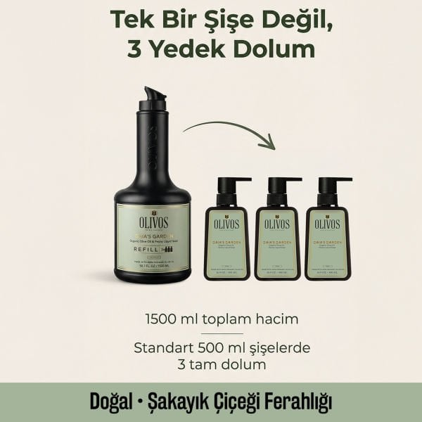 Gaia’s Garden Zeytinyağlı Şakayık Kokulu Sıvı Sabun Refill 1500 ML (3x500 ML) Ekonomik Paket