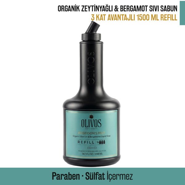 Poseidon’s Mist Zeytinyağlı Bergamot Kokulu Sıvı Sabun Refill 1500 ML (3x500 ML) Ekonomik Paket