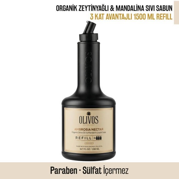 Ambrosia Nectar Zeytinyağlı Mandalina Kokulu Sıvı Sabun Refill 1500 ML (3x500 ML) Ekonomik Paket
