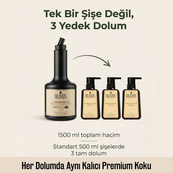 Ambrosia Nectar Zeytinyağlı Mandalina Kokulu Sıvı Sabun Refill 1500 ML (3x500 ML) Ekonomik Paket