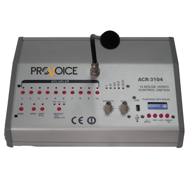 Provoice ACR-3104 B-10 USB Girişli 10 Bölge Verici Yayın Konsolu