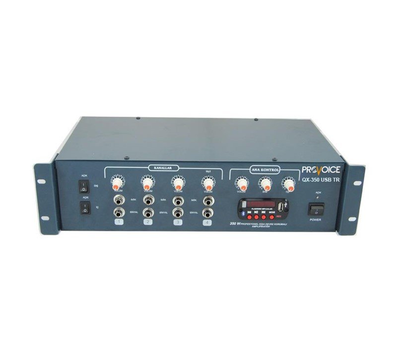Provoice QX-350 USB TR 350 Watt 4 Kanal Trafolu Anfili Mikser