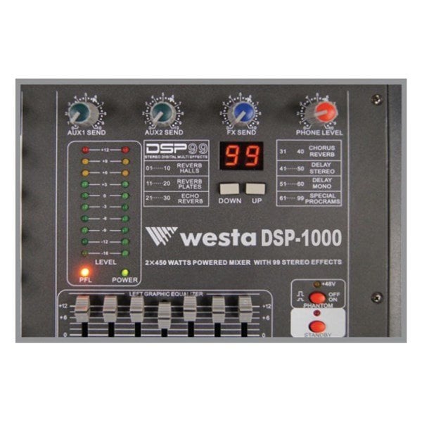 Westa DSP-1000 U - 10 Girişli Power Mikser 2x450W 4 ohm