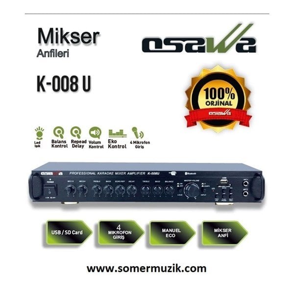 Osawa K 008U Stereo 150W Usb/Mp3 Amfili Mikser