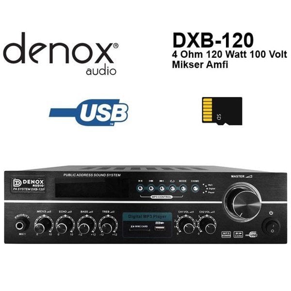 Denox DXB-120 120W 100V/4ohm 5 Bölgeli Mikser Anfi