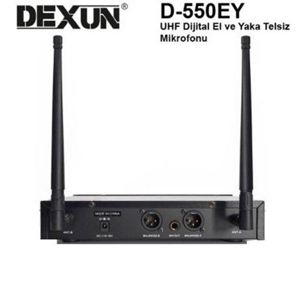 DEXUN D-550EY Uhf İki Kanal Dijital El + Yaka Tipi Telsiz Mikrofon