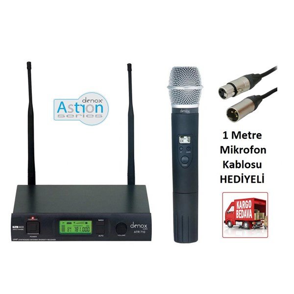 Denox ATR-710 UHF Band Tek El Tipi Telsiz Mikrofon Seti